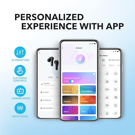 Soundcore by Anker P20i True Wireless Earbuds, 10mm Drivers with Big Bass, Bluetooth 5.3, 30H Long Playtime, Water-Resistant, 2 Mics for AI Clear Calls, 22 Preset EQs, Customization via App