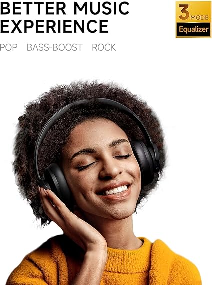 Picun B8 Bluetooth Headphones, 120H Playtime Headphones Wireless Bluetooth with 3 EQ Modes, Low Latency, Hands-Free Calls, Over Ear Headphones for Travel Home Office Cellphone PC Black